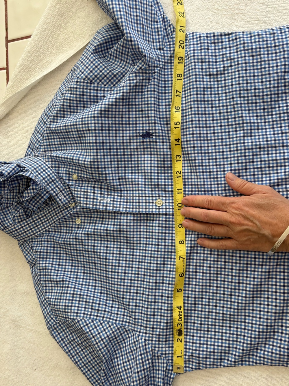 Reworked Ralph Lauren White and Blue Button-Down Shirt with ruffle collar size s - Picture 5 of 5
